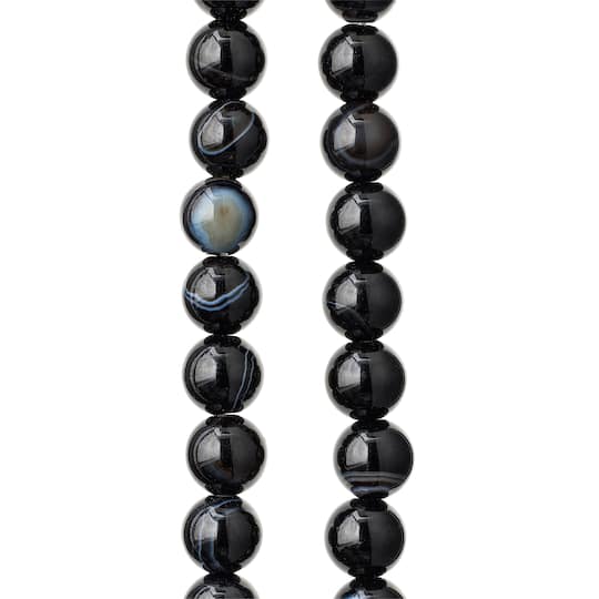 12 Pack: Black Agate Round Beads, 6mm by Bead Landing™